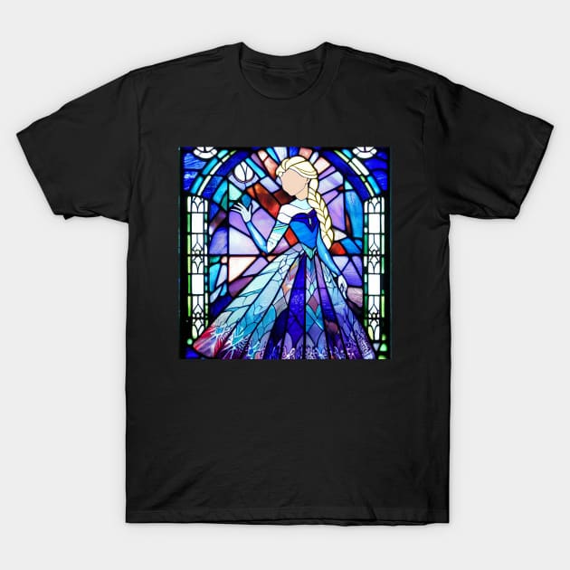 Ice Queen Stained Glass Window T-Shirt by kiwimick